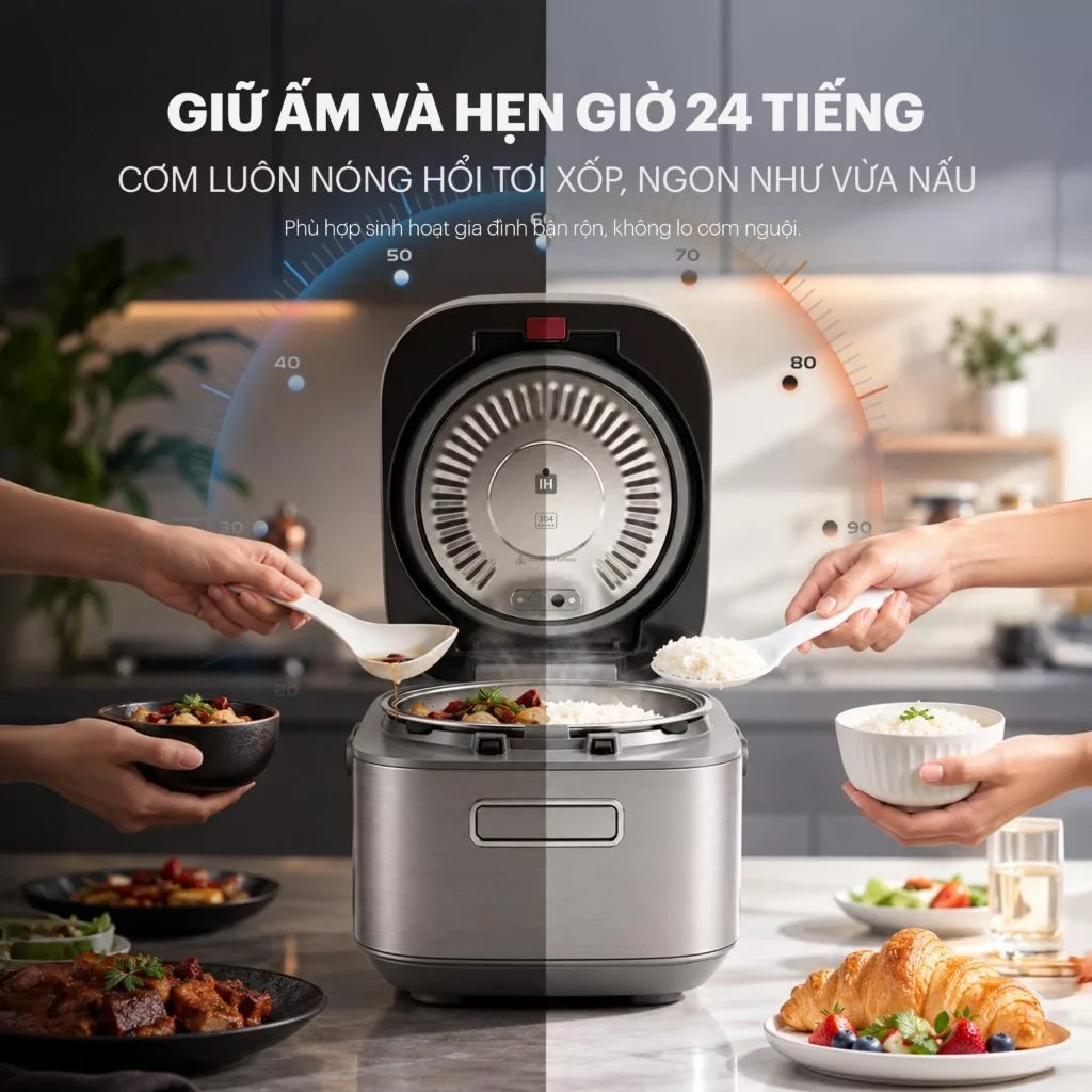 Nồi Cơm Cao Tần Unie URC-TIH15C 1.5L, Lòng Titan cao cấp - Ảnh 8